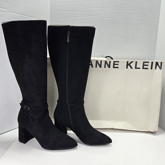 Anne Klein Shoes - Anne Klein Bernice Black Suede Knee-High Riding Boots Women's Size 7 1/2 7.5